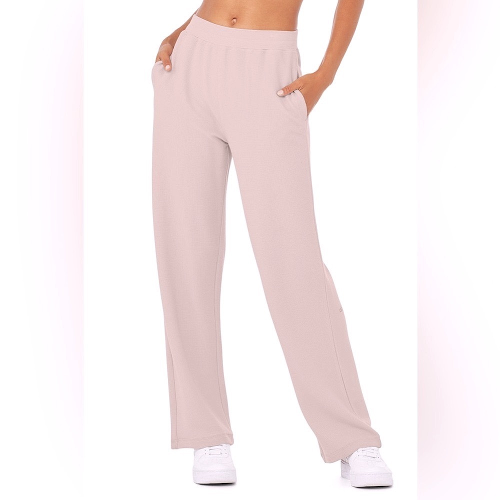 Alo Micro Waffle High-Waist Pleasant Wide Leg Pant